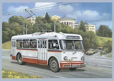 06.11.2015 вводиться в обіг поштова марка № 1470 «Київський тролейбус. Київ-4. 1963» в серії «Міський транспорт»